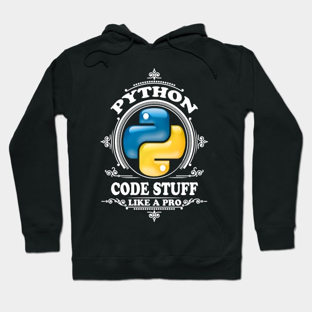 Python - code stuff like a pro Hoodie by Cyber Club Tees